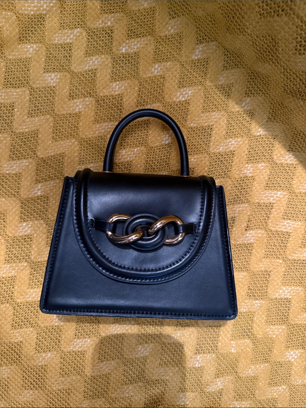 Black Top-Handle Chain Accent Women’s Handbag